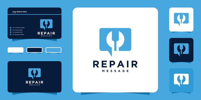 repair box with negative space tool key and business card vector