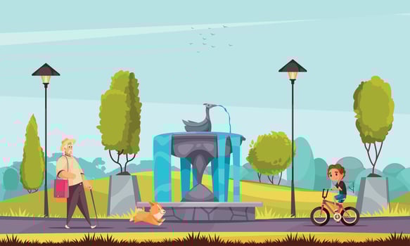 Cartoon Fountain Illustration vector
