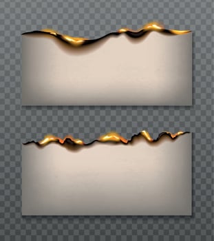 Burning Paper Banners Set vector