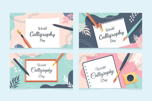 World Calligraphy Day Card Collection vector