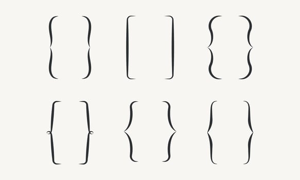Brackets  for messages thin line. Typography vector illustration