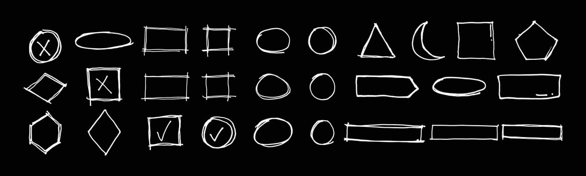 set of basic shapes hand drawn geometric line for design element. a collection of random shape icon for illustration design ornament and symbol. vector