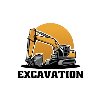 excavator heavy duty construction illustration logo vector