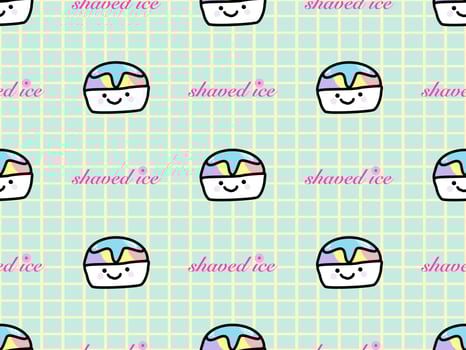 Shaved ice cartoon character seamless pattern on green background. vector