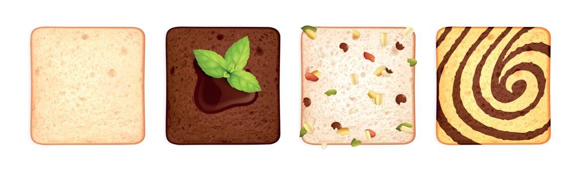 Gourmet Bread Pieces Set vector