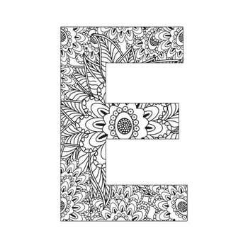 Alphabet Vintage letters coloring books with flower mandala vector design for kids activity