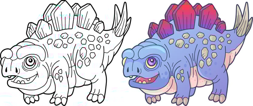 cute dinosaur coloring book vector