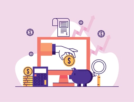 desktop and financial icons vector