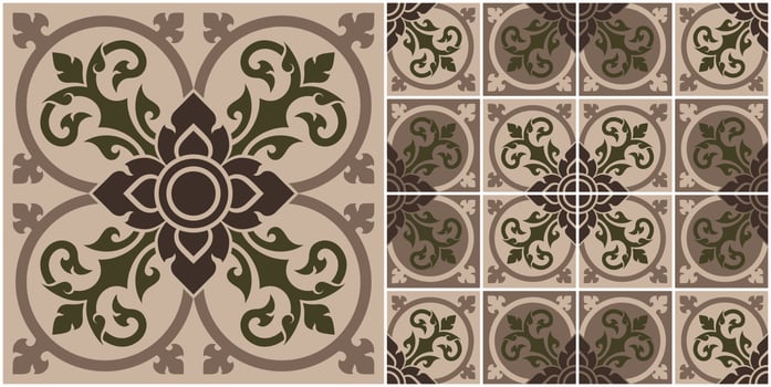 Seamless pattern applied Thai art tile vector