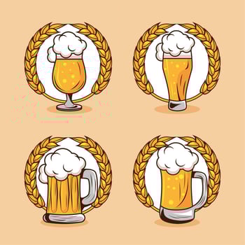 four beers drinks icons vector
