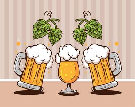 three beers drinks vector