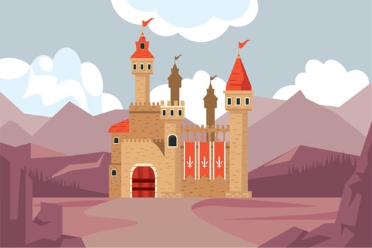 yellow castle in landscape vector