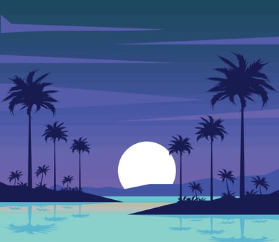 beach seascape night vector