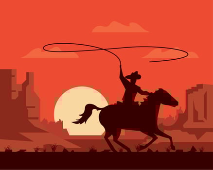 cowboy in running horse vector