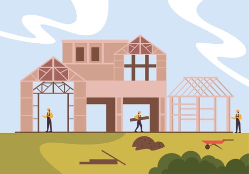 builders in construction house vector