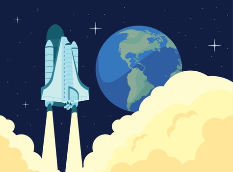 earth planet and spaceship vector