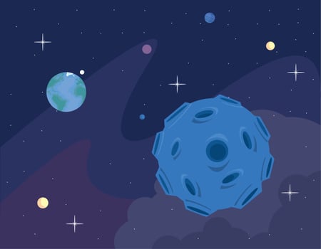 moon and planets space vector