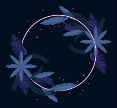 tropical blue leaves in frame vector