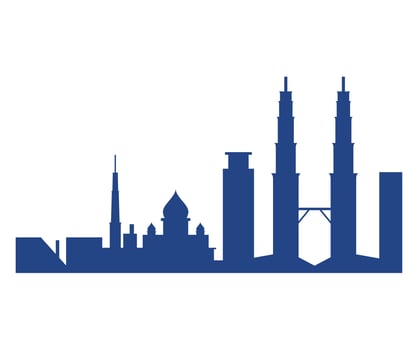 malaysia landmarks silhouettes vector
