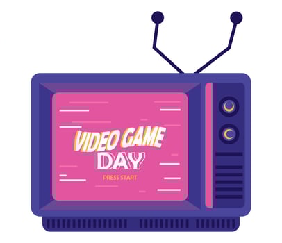 video game day in retro tv vector