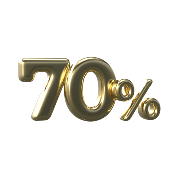 3D Gold Number 70 Percent png