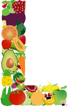 Fruits and vegetables alphabet letters png