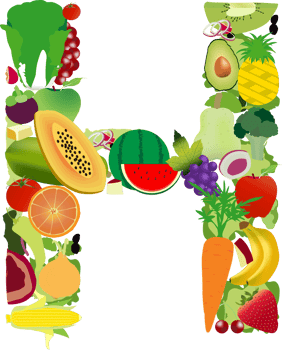 Fruits and vegetables alphabet letters png