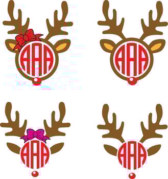 Reindeer Monogram Vector, Christmas Vector, Santa Vector