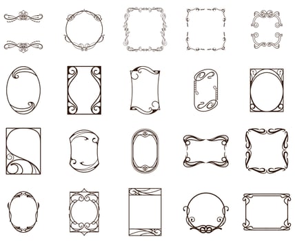 Set of swirl calligraphy frame design vintage frame set on pattern retro borders, decorative border, luxury greeting cards, vector illustration
