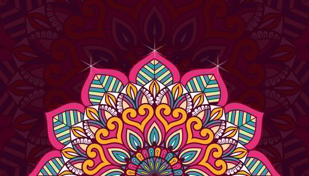 Colorful floral Indian Free vector mandala artwork with a simple background
