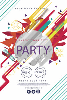 party flyer poster. Futuristic club flyer design template. DJ advertising, digital creative club vector