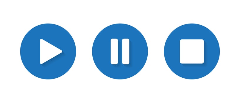Play, pause, and stop button icon vector. Media player elements vector
