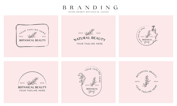 Botanical Floral element Hand Drawn Logo with Wild Flower and Leaves. Logo for spa and beauty salon, boutique, organic shop, wedding, floral designer, interior, photography, cosmetic. vector