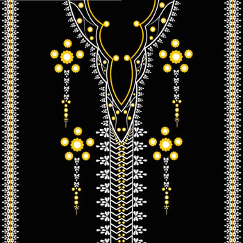 traditional geometric ethnic embroidered neckline pattern design vector