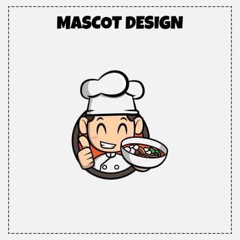 Indonesian Traditional Food Logo Vector Seblak Mascot Illustration Design