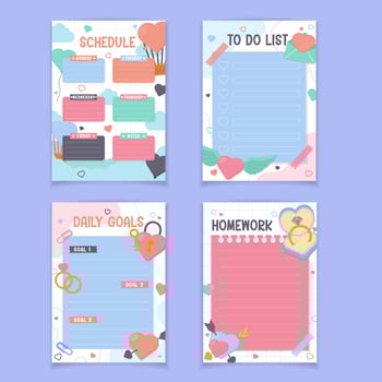 Journal Template with Hearts Elements vector