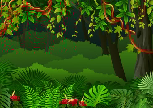 Tropical forest background vector