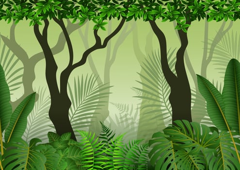 Tropical forest background vector