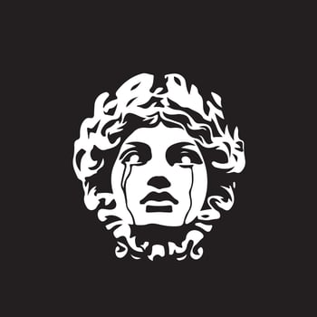 Art objects for the exhibition of classical and contemporary painting, sculpture and music. Hand illustrations, plaster bust, statues and abstract shapes, spots and lines. Drawings for poster vector