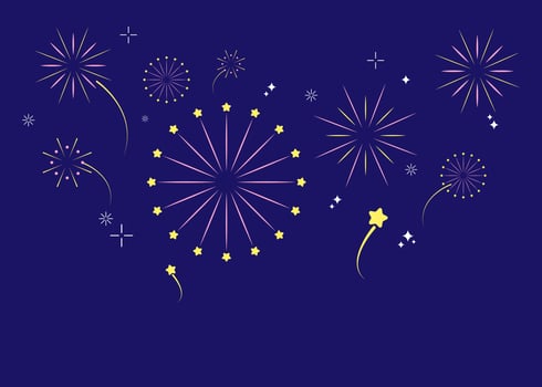 pastel fireworks celebrate vector