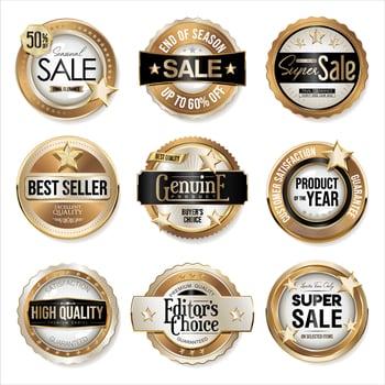 Collection of golden badges and labels retro vintage design vector