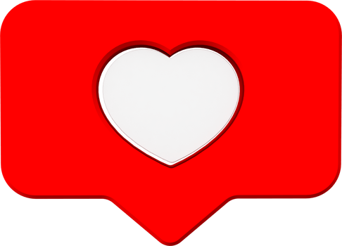 3d love notification social network concept png