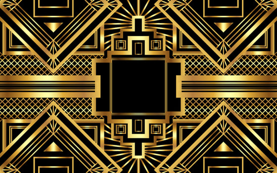 Golden vintage art deco background vector