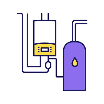 Boiler room color icon. Workshops, stores, pavilions, salons heating. Commercial or industrial central heating system. Isolated vector illustration
