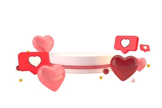 Floating podium with valentines decoration. 3d render png