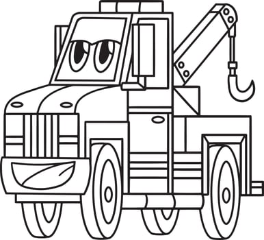 Tow Truck with Face Vehicle Coloring Page vector