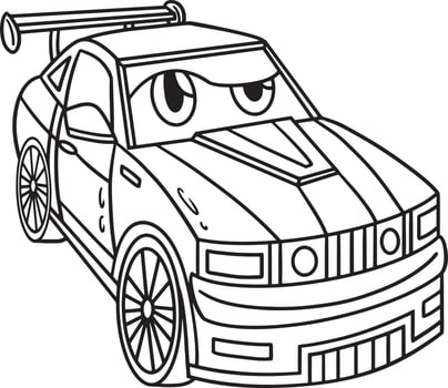 Racing Car with Face Vehicle Coloring Page vector
