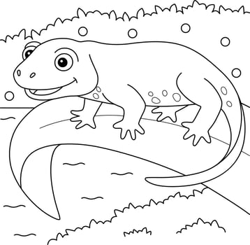 Newt Animal Coloring Page for Kids vector
