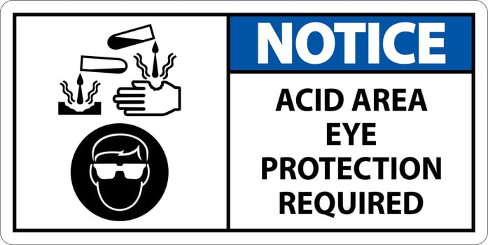 Notice Acid Area Eye Protection Required Sign With Sign vector