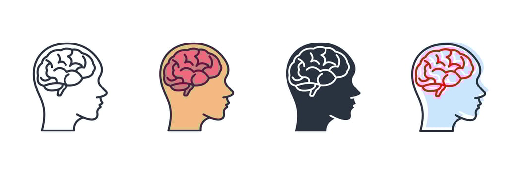 neurobiology icon logo vector illustration. Human brain symbol template for graphic and web design collection